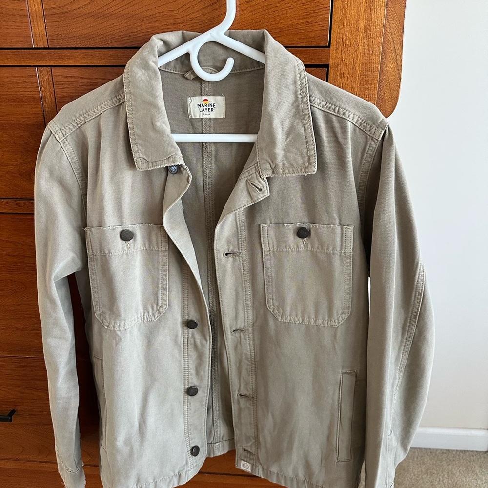 Marine Layer Men's Lightweight Shirt Jacket in Beige